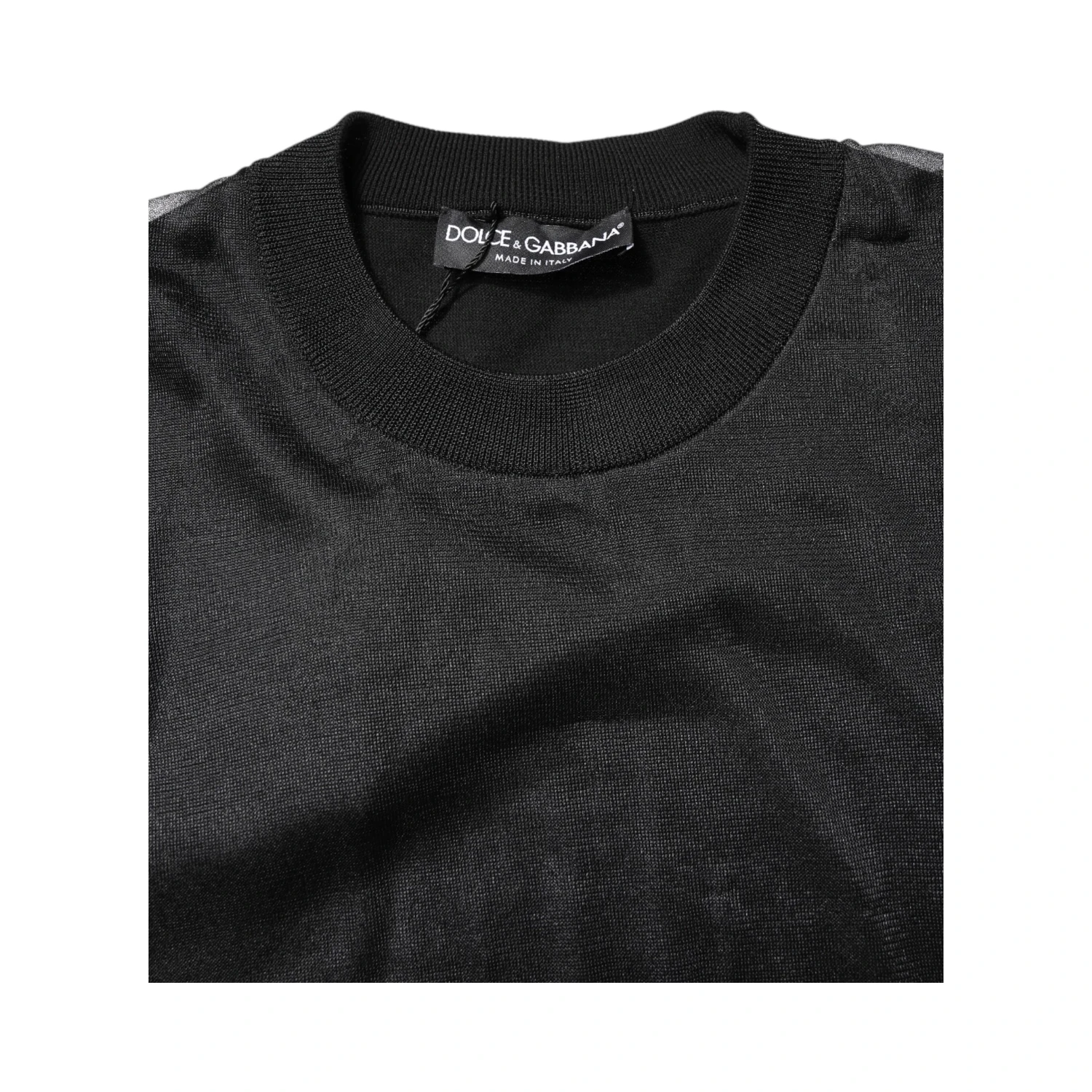 Black Logo Polyester CrewNeck Sweatshirt Sweater