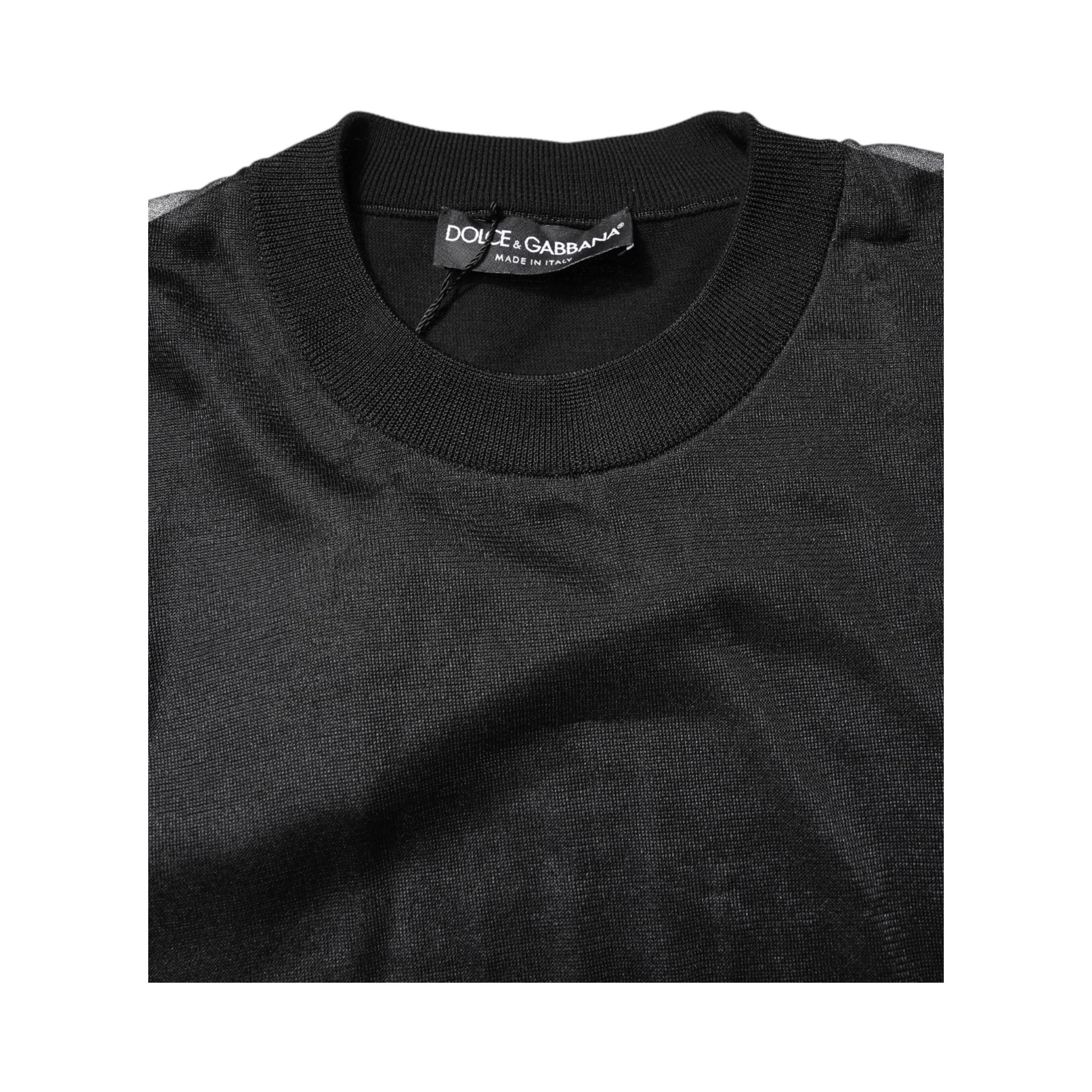 Black Logo Polyester CrewNeck Sweatshirt Sweater