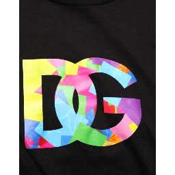 Black Logo Print Cotton Men Crew Neck T-shirt