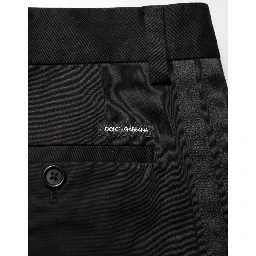 Black Cotton Stretch Casual Trouser Pants