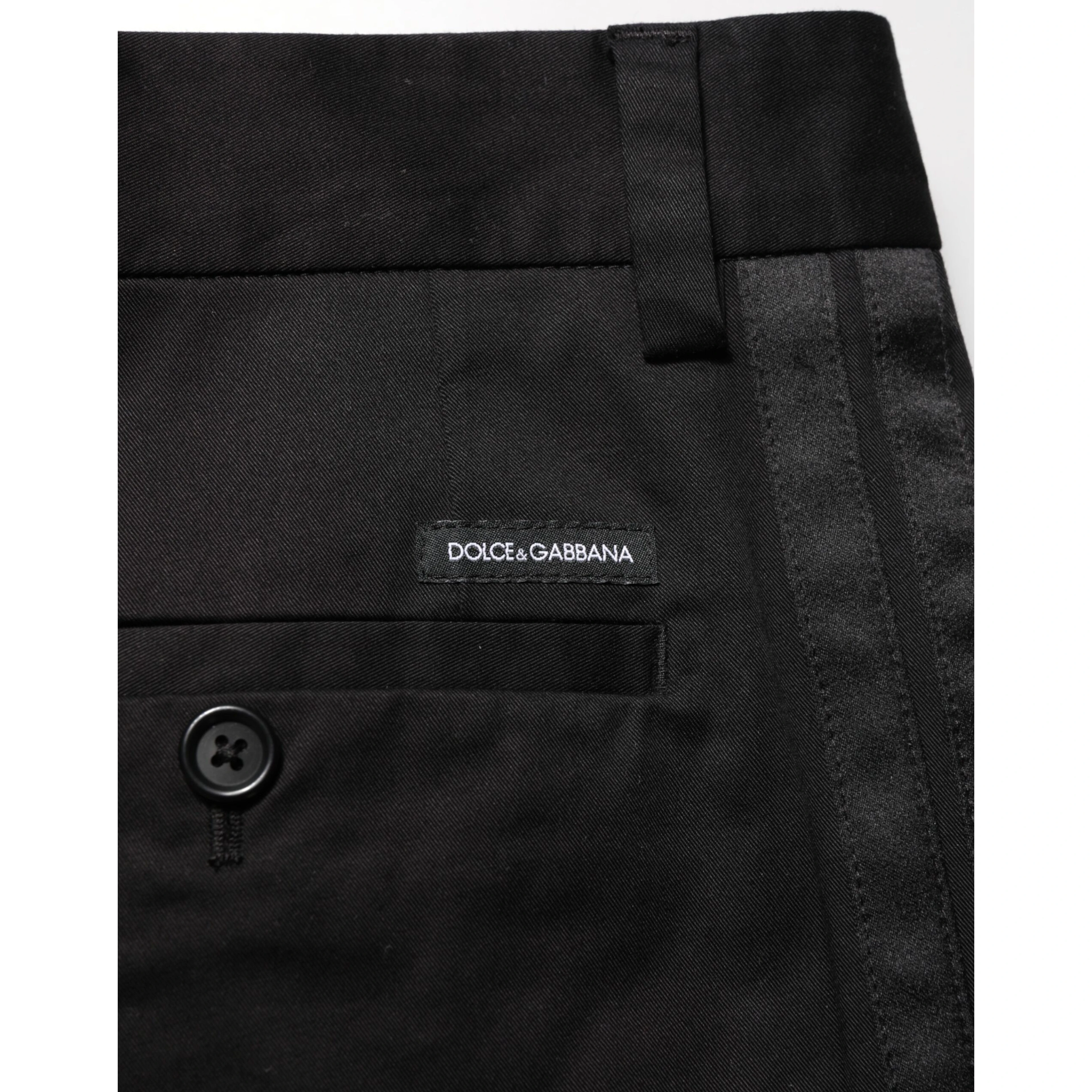 Black Cotton Stretch Casual Trouser Pants