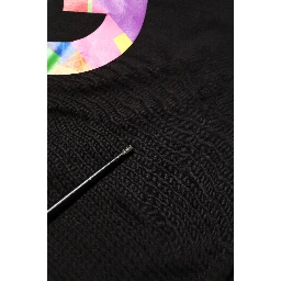Black Logo Print Cotton Crew Neck  T-shirt