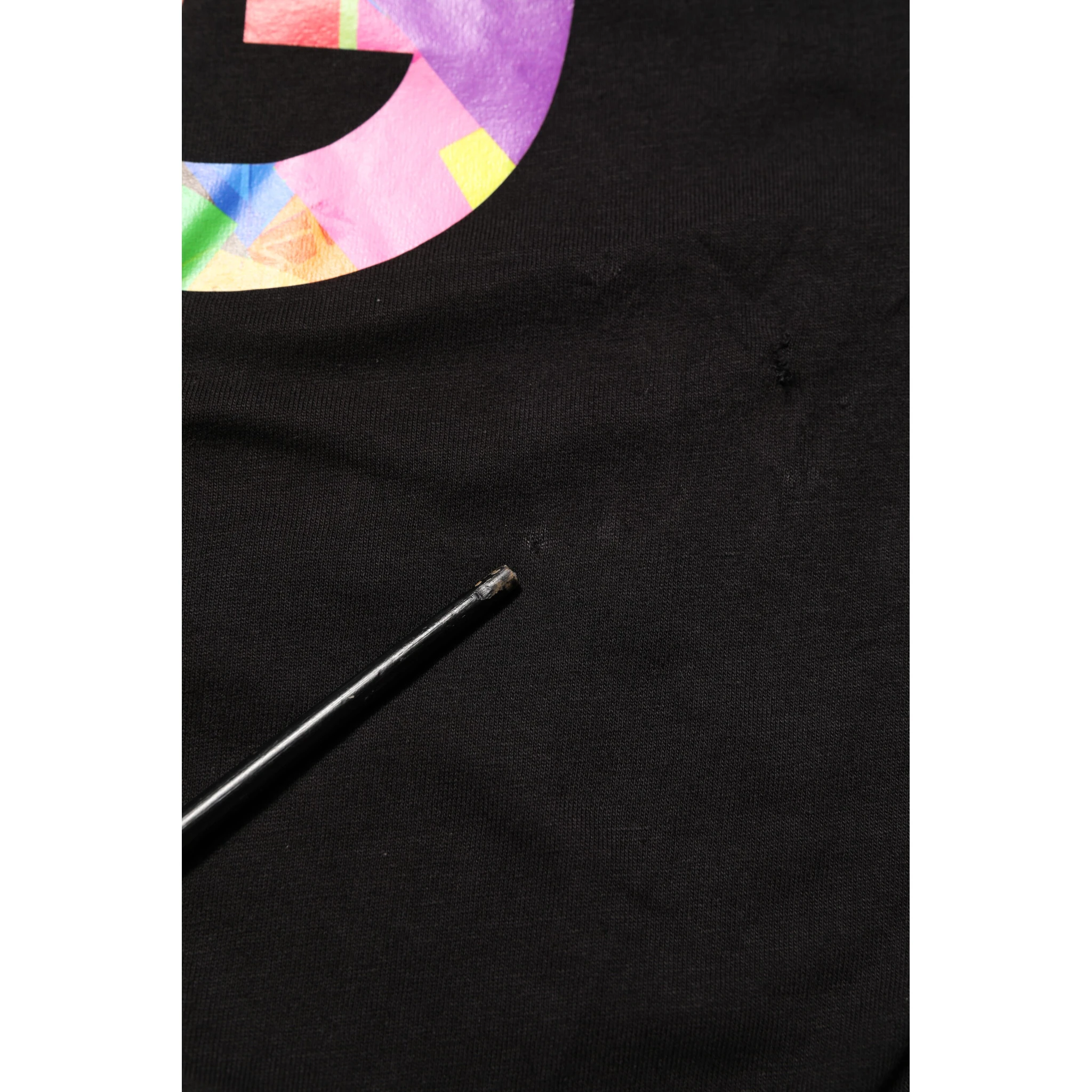 Black Logo Print Cotton Crew Neck  T-shirt