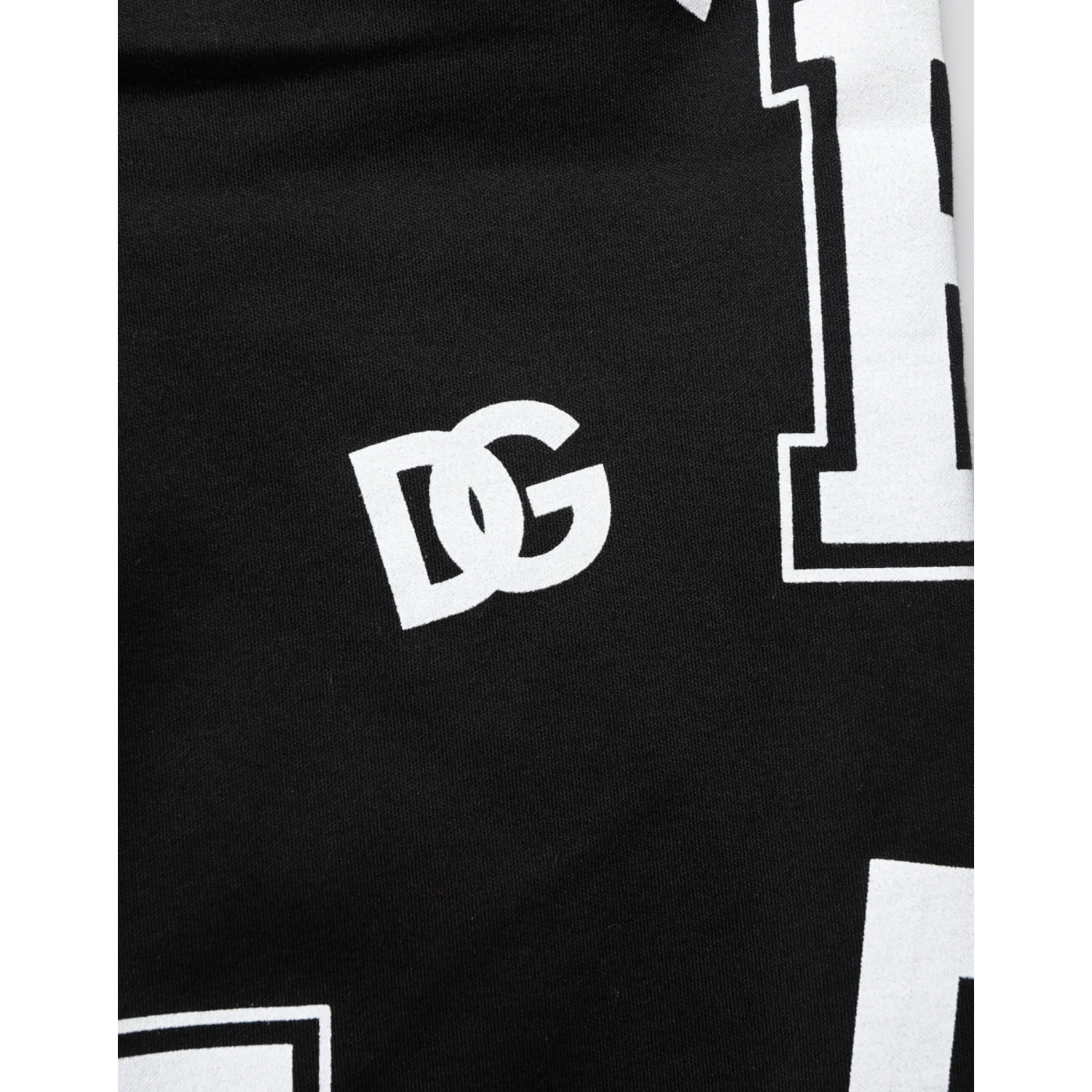 Black Logo Print Cotton Casual Bermuda Short