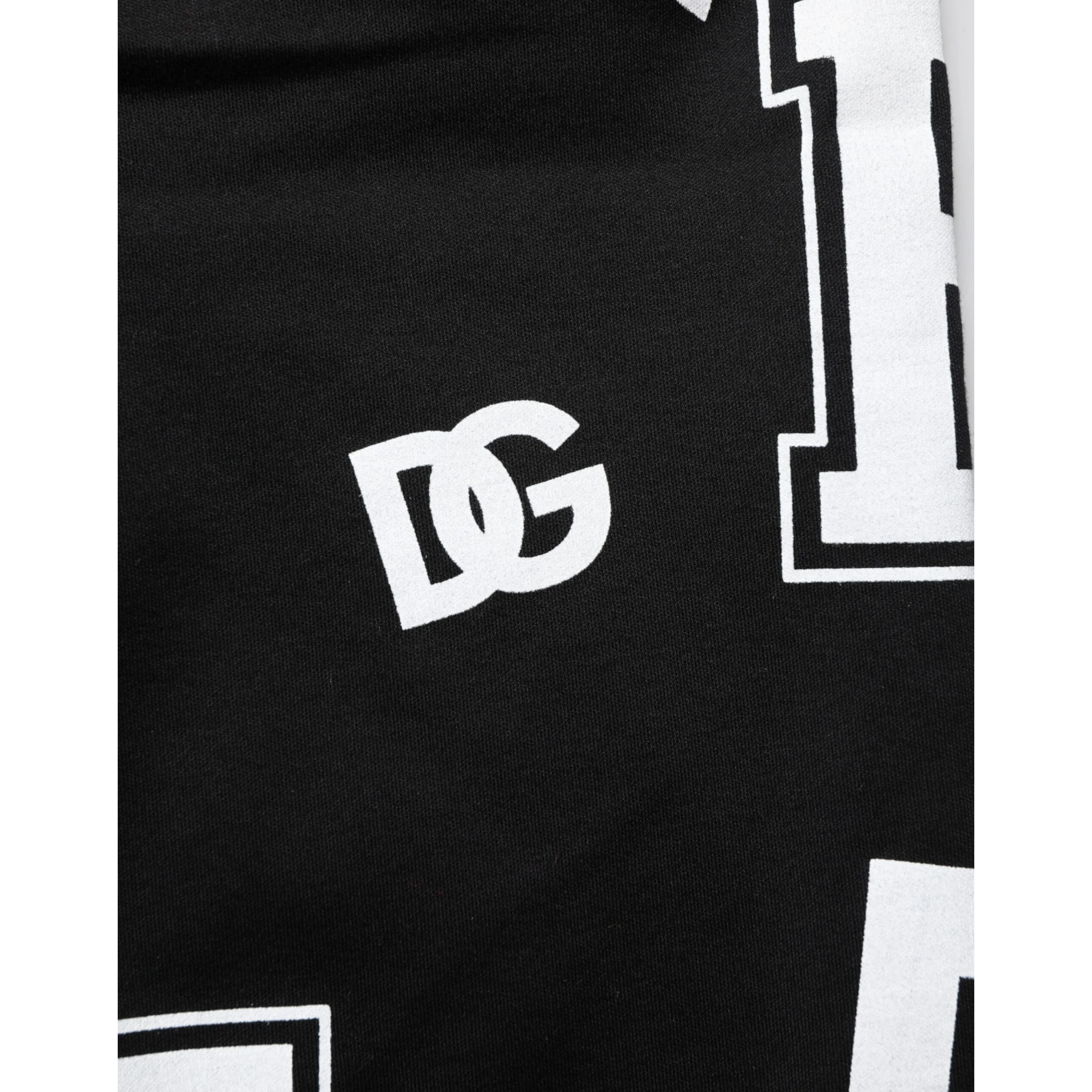 Black Logo Print Cotton Casual Bermuda Short