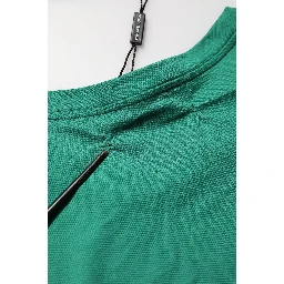 Green Cotton Graphic Logo Print Crewneck T-shirt
