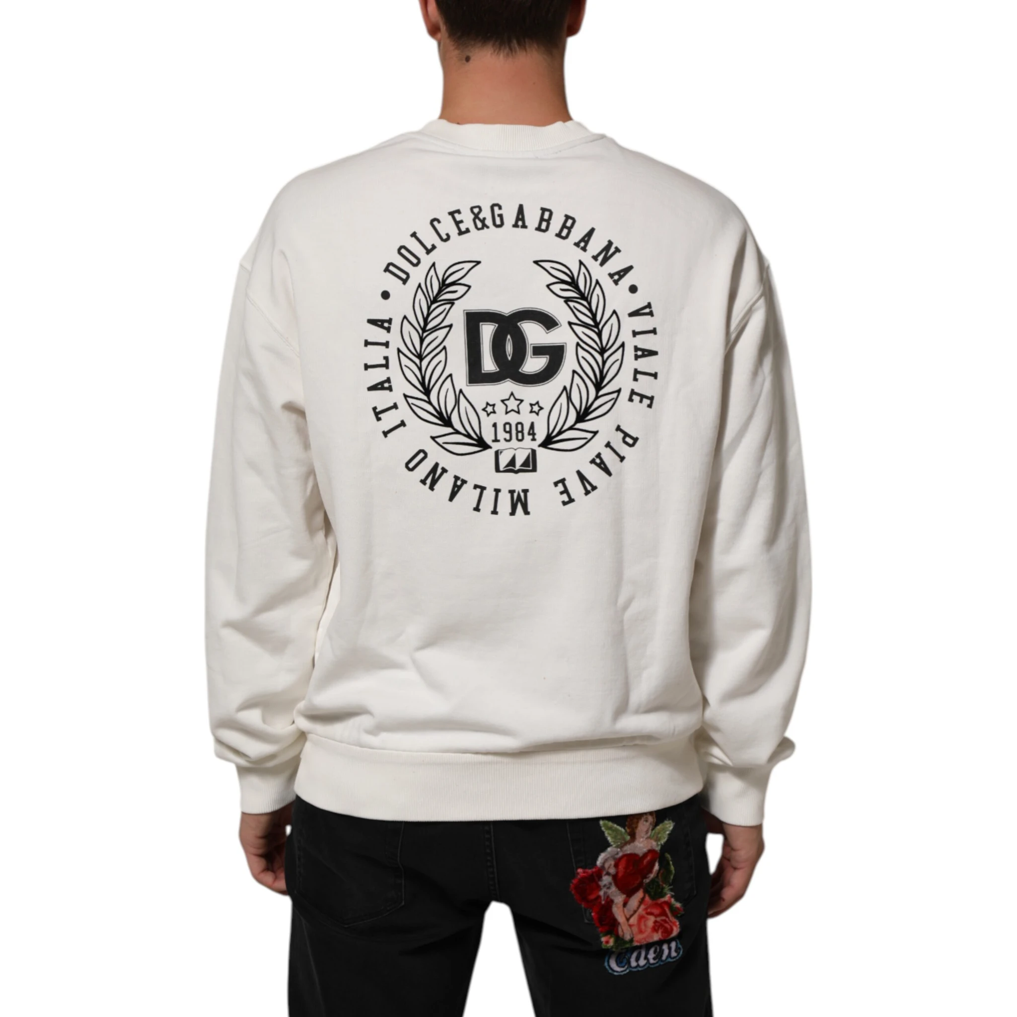 White DG Logo Crew Neck Sweatshirt Sweater