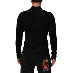 Black Viscose Turtle Neck Pullover Sweater