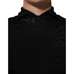 Black Viscose Turtle Neck Pullover Sweater