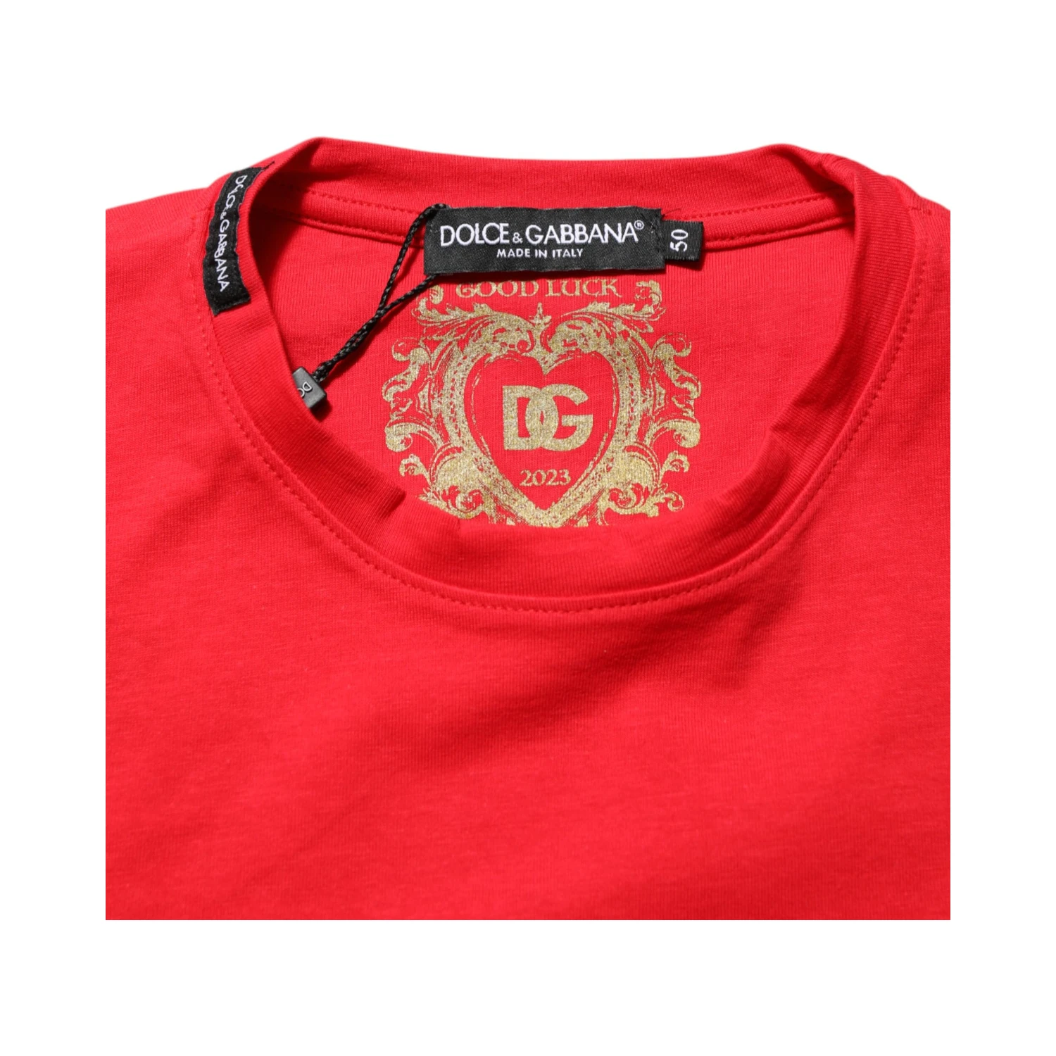 Red Goodluck 2023 Cotton Crew Neck T-shirt