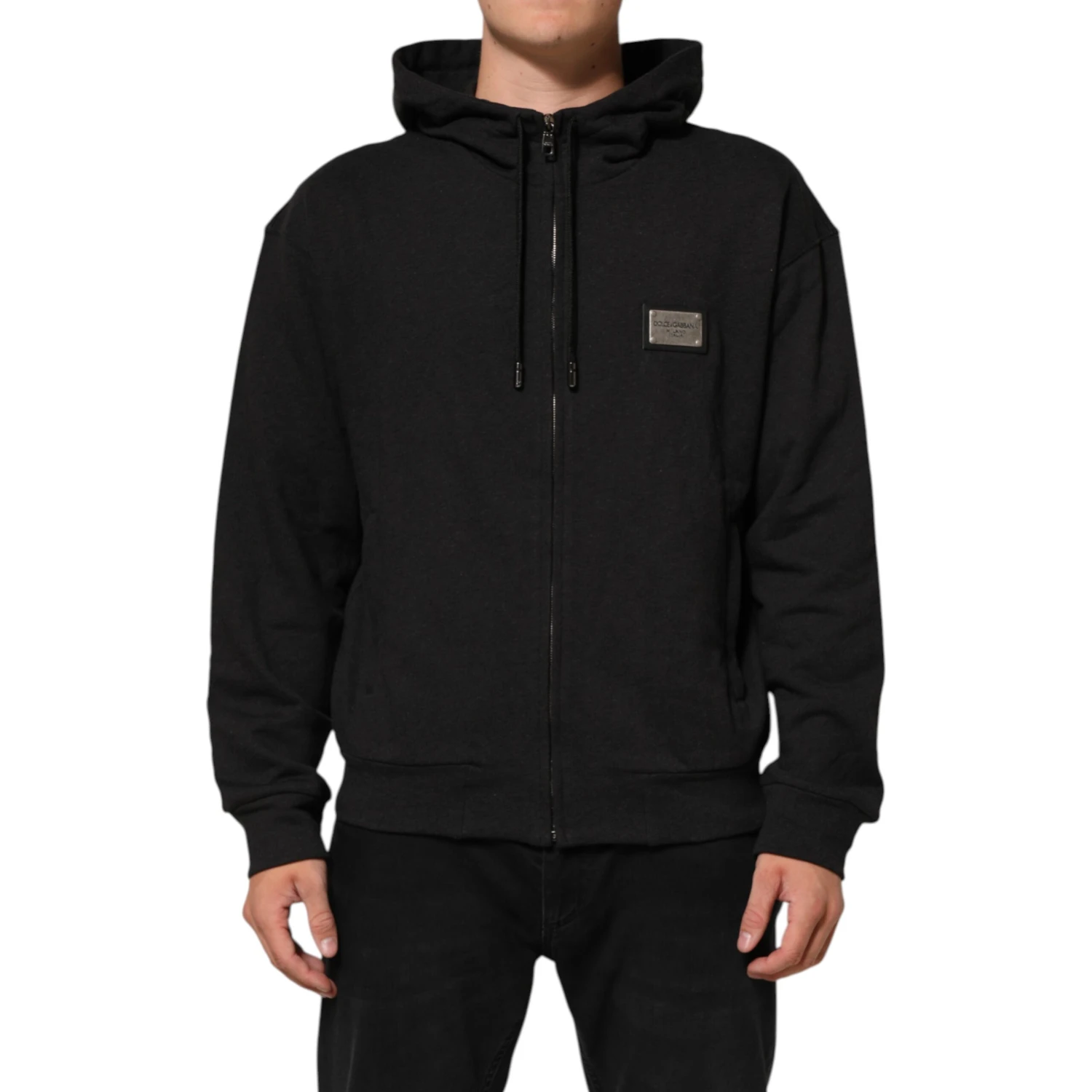 Black Logo FullZip Hooded Sweatshirt Sweater