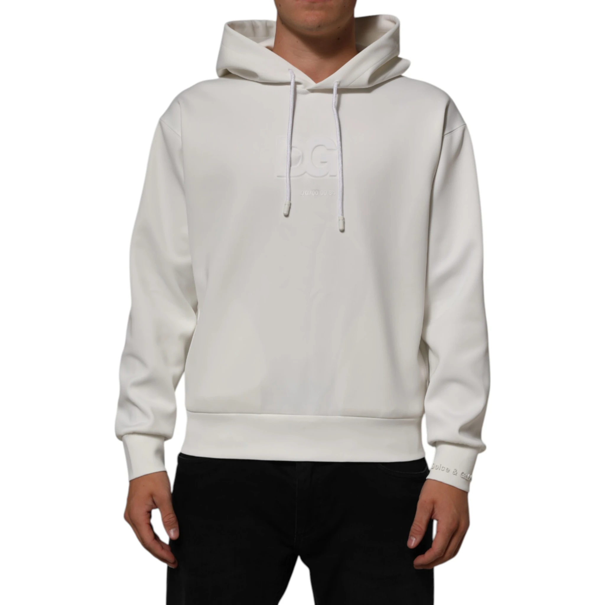 White Logo Hooded Men Sweatshirt  Sweater