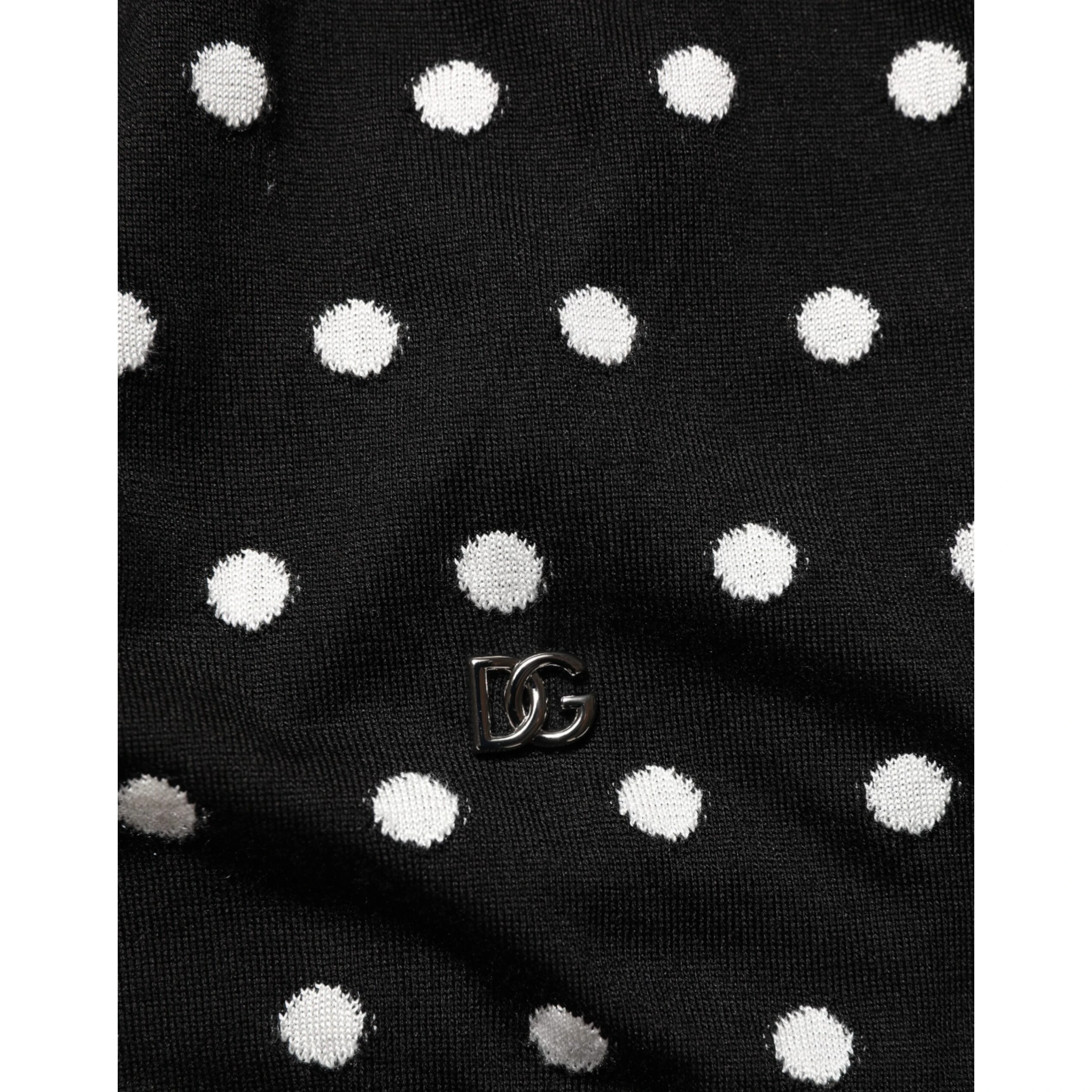 Black White Stripe Polka V-Neck Pullover Sweater