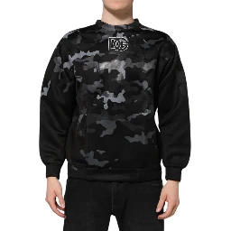 Black Camouflage Round Neck Sweatshirt Sweater