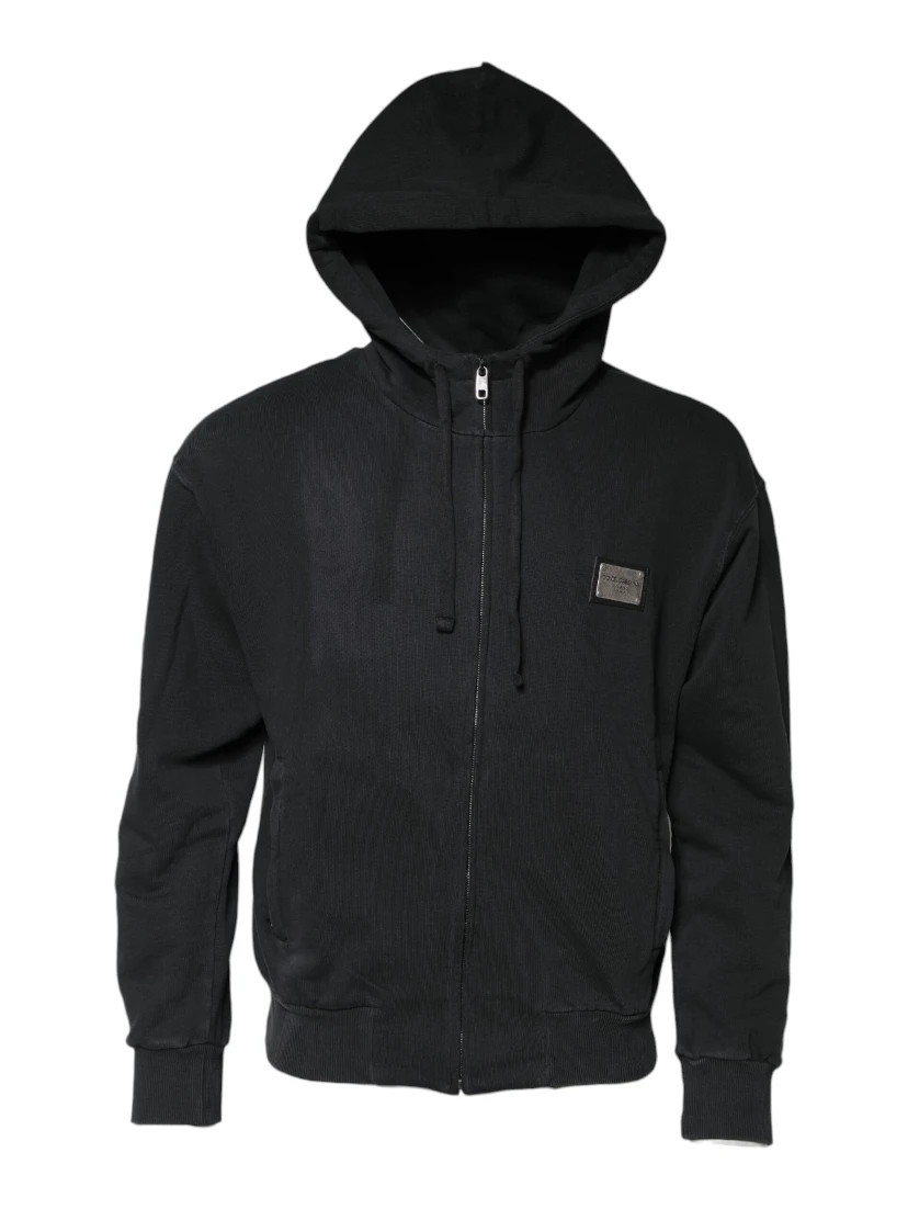 Black Logo FullZip Hooded Sweatshirt Sweater