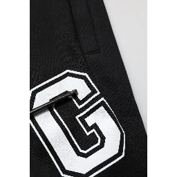 Black Logo Print Cotton Casual Bermuda Short
