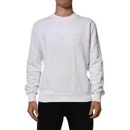 White Embossed Logo Men Sweatshirt Sweater