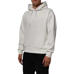 White Logo Hooded Men Sweatshirt  Sweater