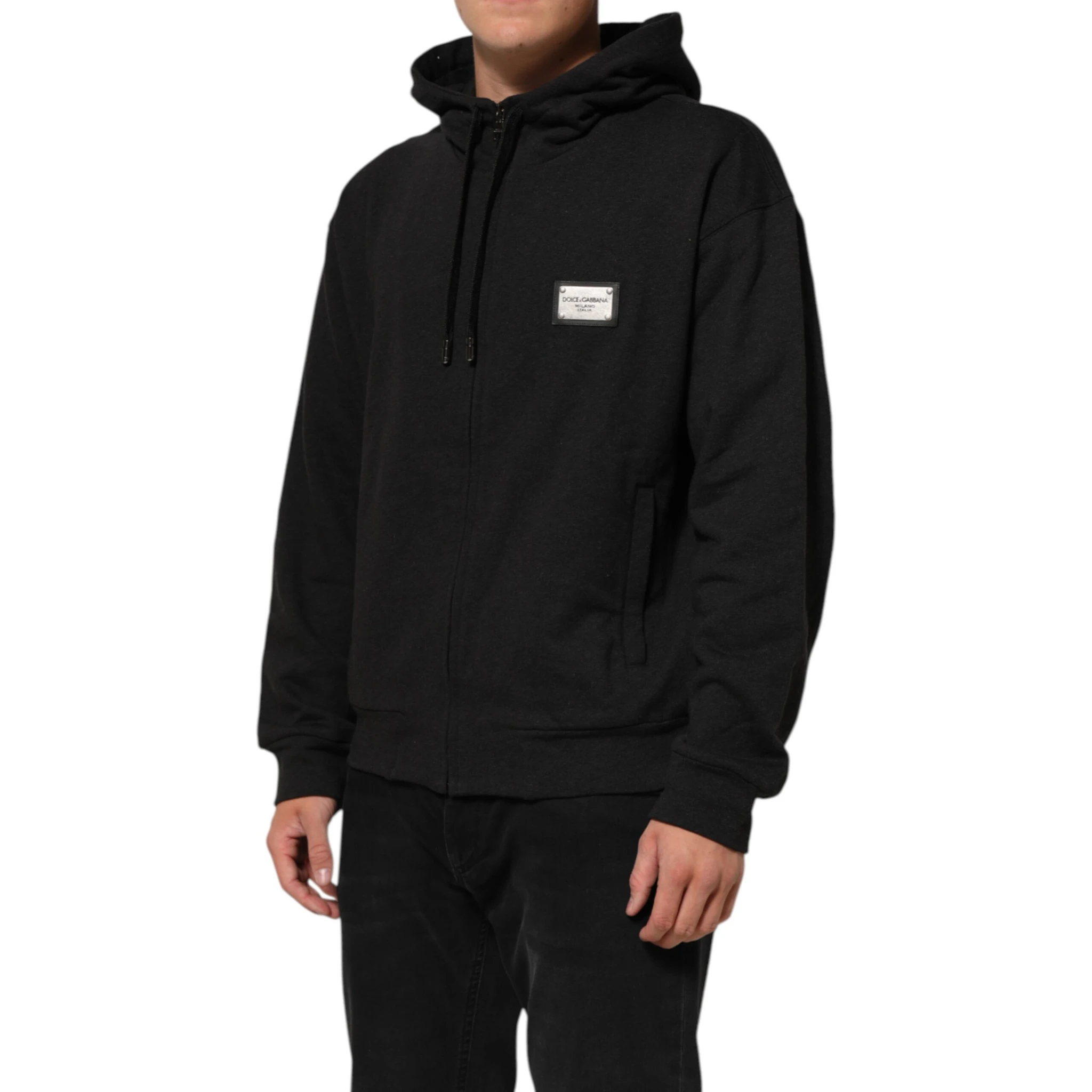 Black Logo FullZip Hooded Sweatshirt Sweater