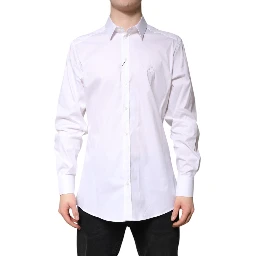 White Cotton Collared GOLD FormalDress Shirt