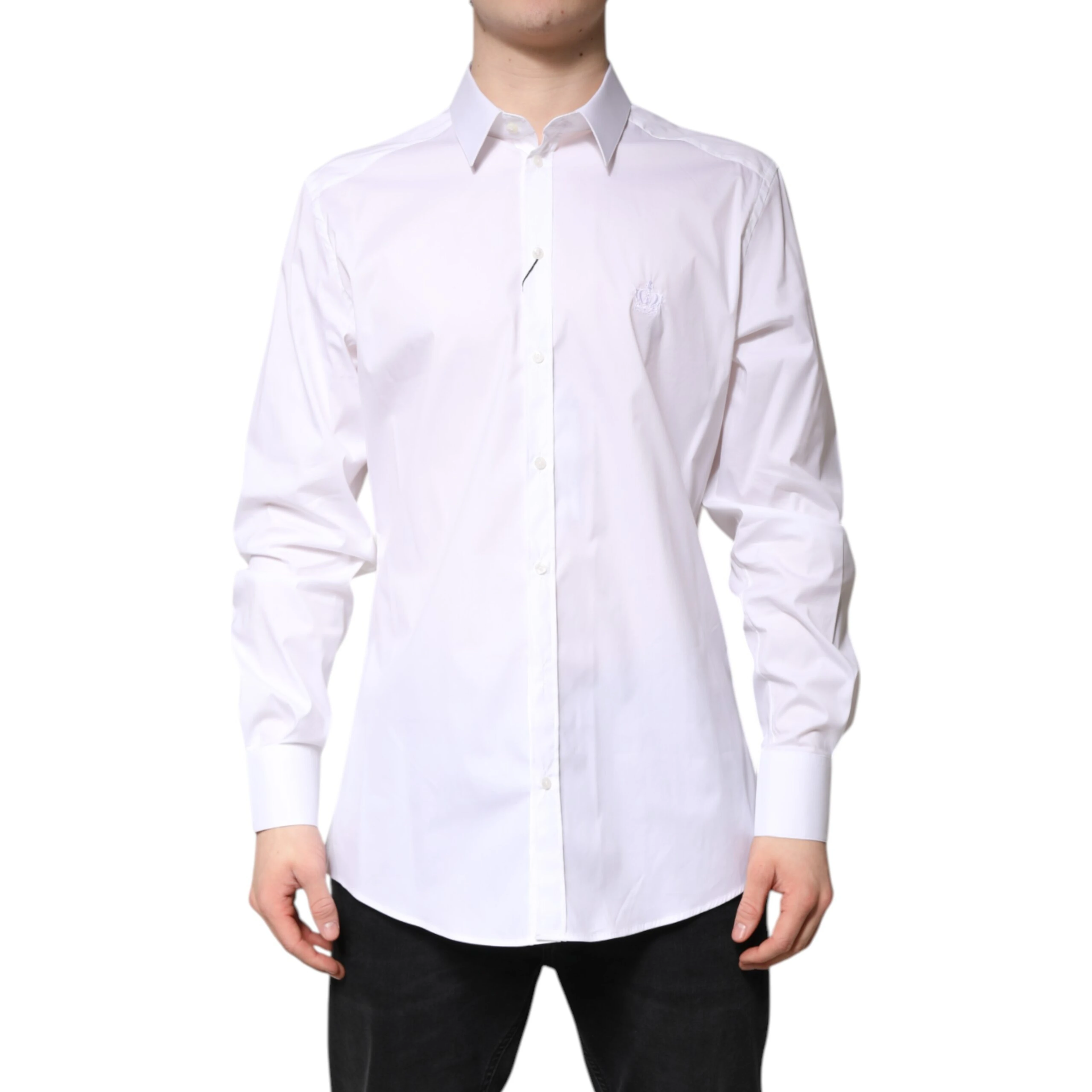 White Cotton Collared GOLD FormalDress Shirt