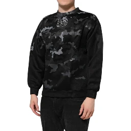 Black Camouflage Round Neck Sweatshirt Sweater