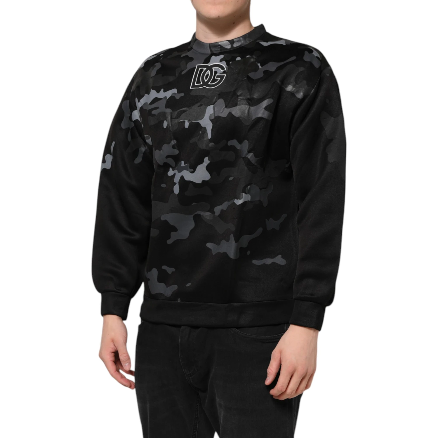 Black Camouflage Round Neck Sweatshirt Sweater