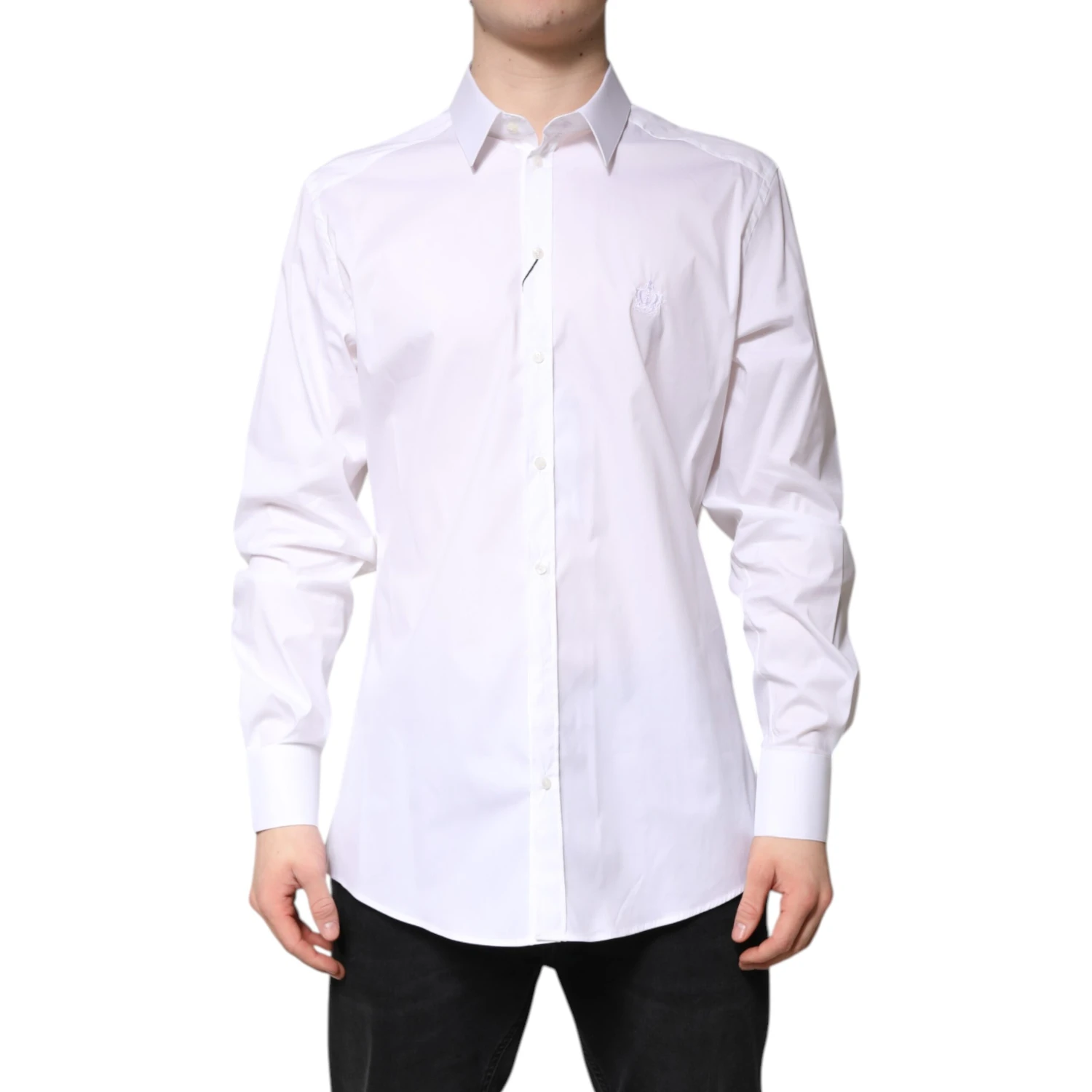 White Cotton Collared GOLD FormalDress Shirt