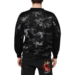 Black Camouflage Round Neck Sweatshirt Sweater
