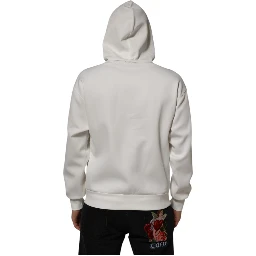 White Logo Hooded Men Sweatshirt  Sweater