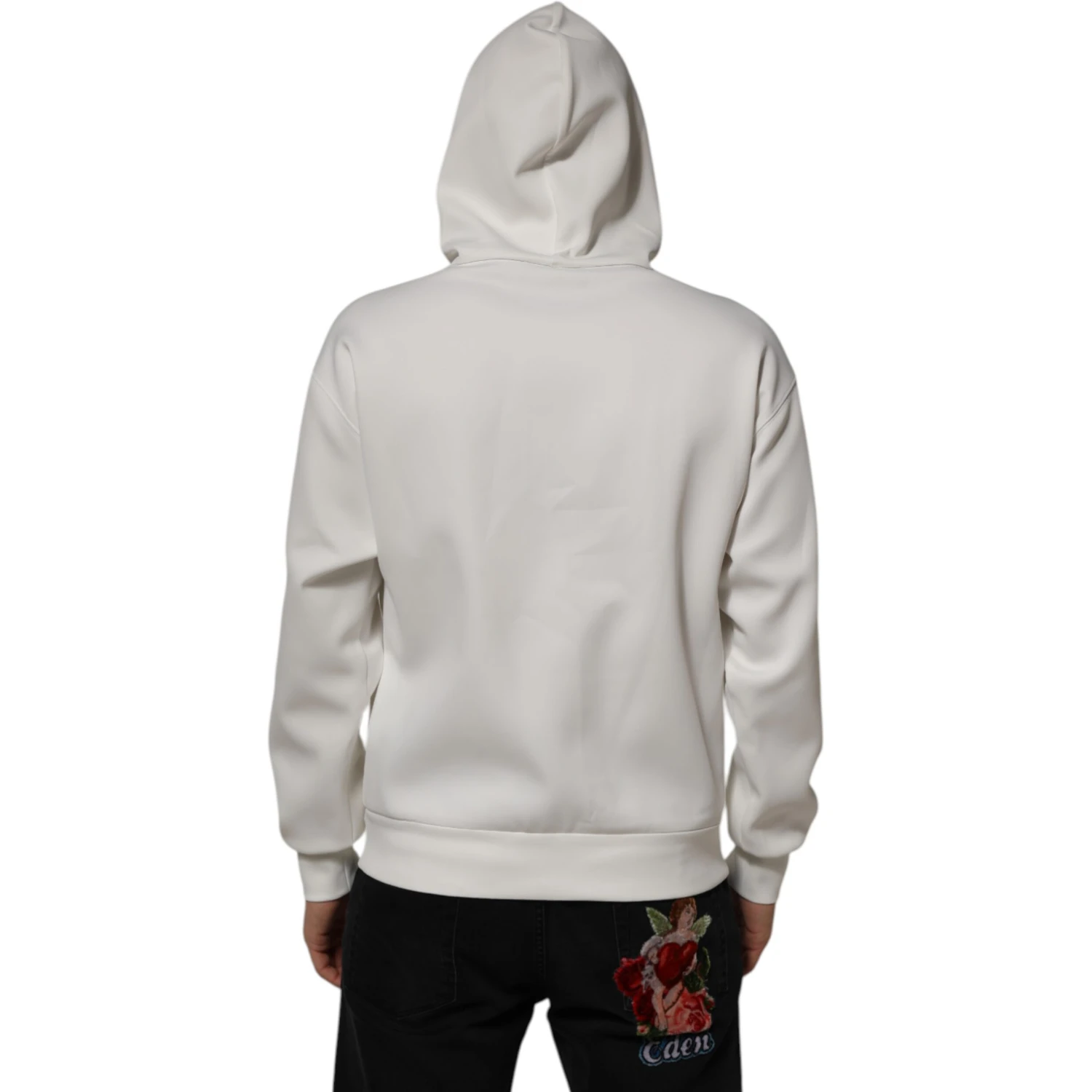 White Logo Hooded Men Sweatshirt  Sweater