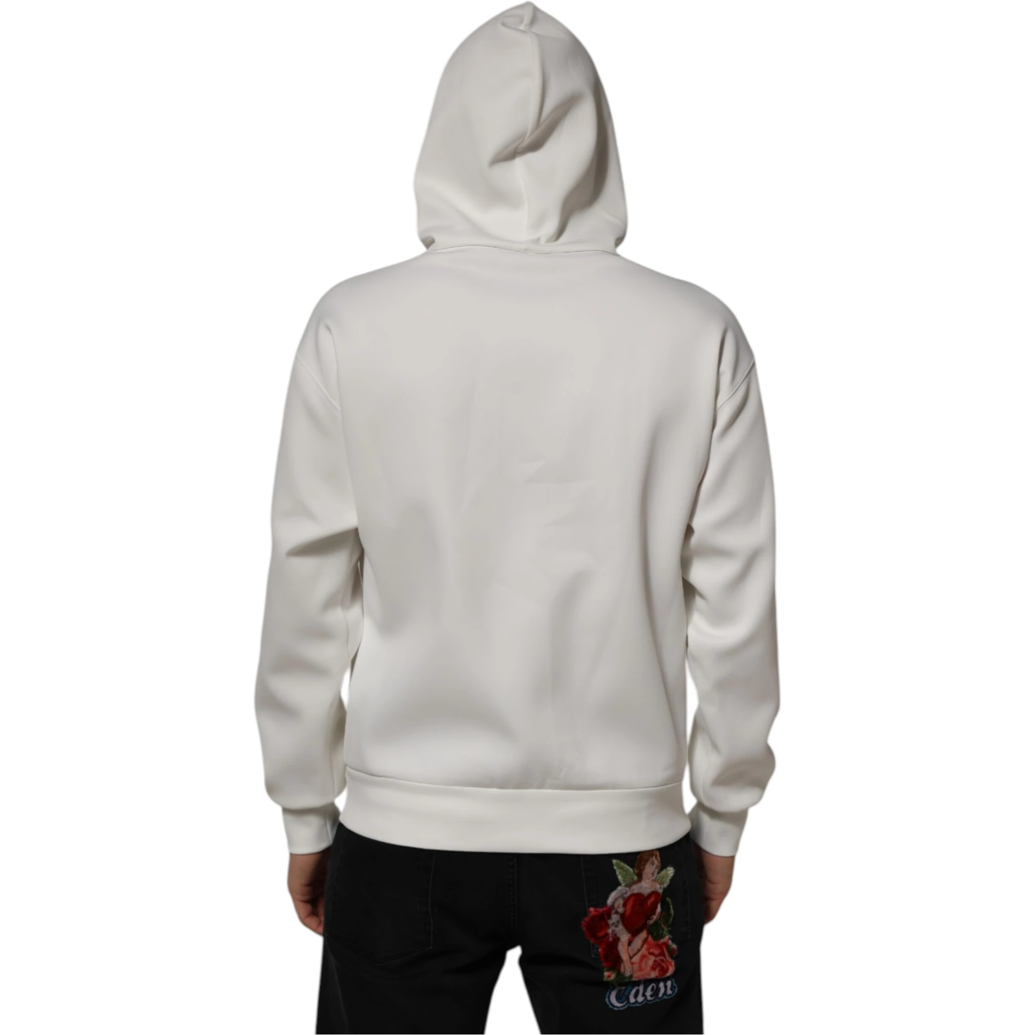White Logo Hooded Men Sweatshirt  Sweater