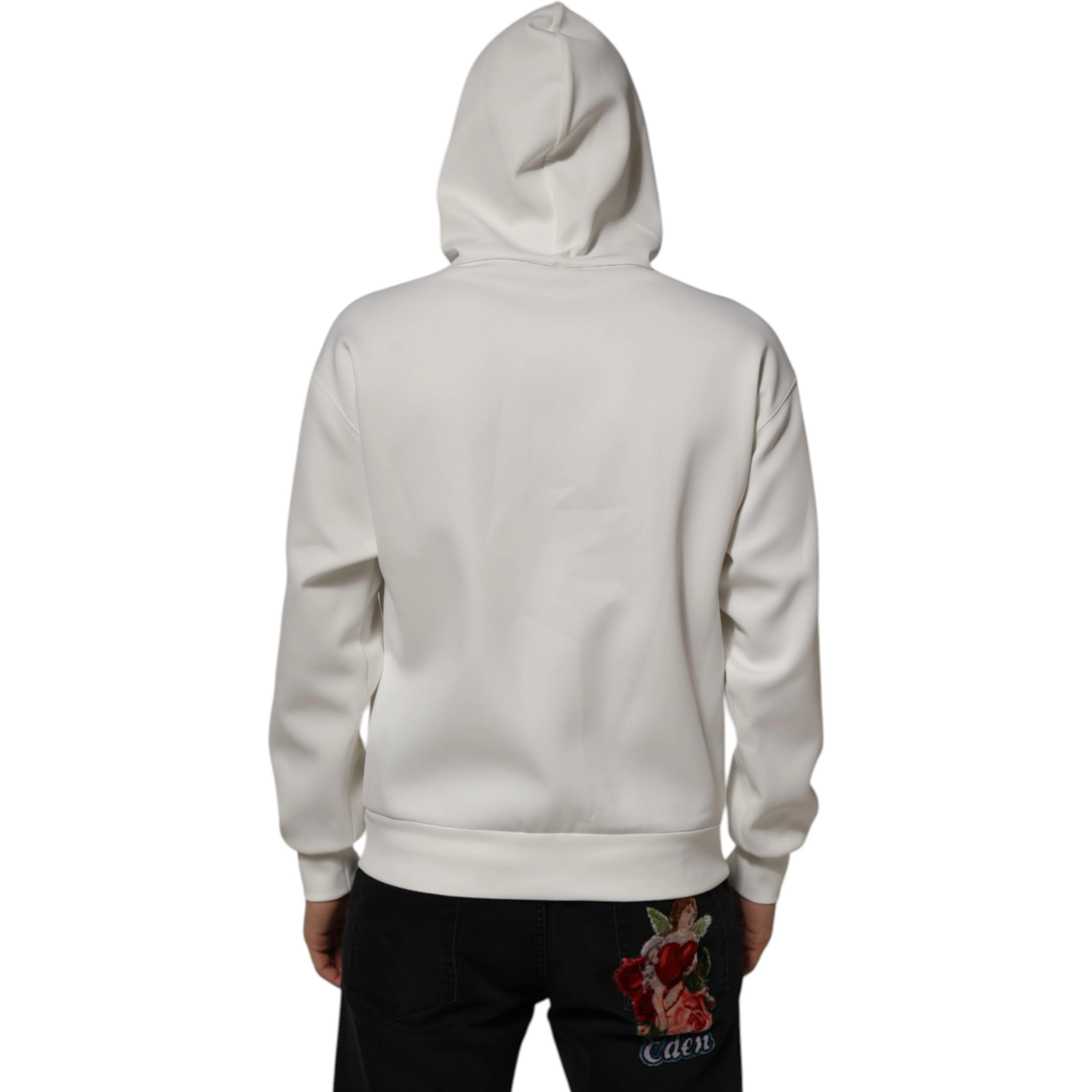 White Logo Hooded Men Sweatshirt  Sweater