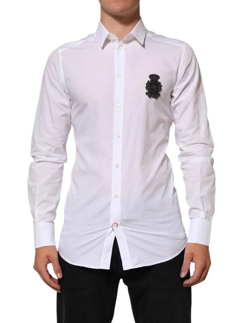 White Cotton GOLD DGPatch Formal Dress Shirt