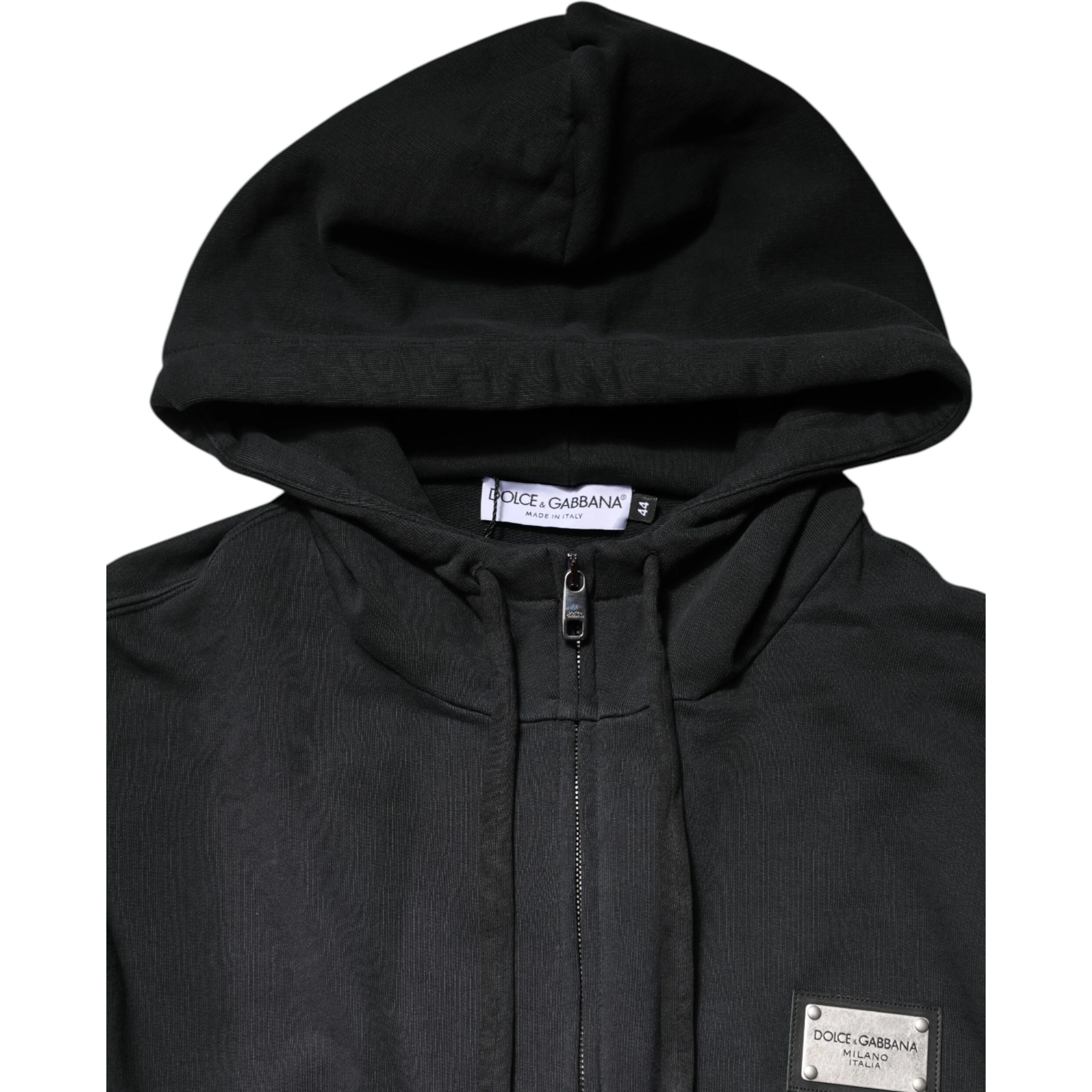 Black Logo FullZip Hooded Sweatshirt Sweater