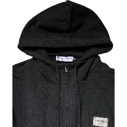 Black Logo FullZip Hooded Sweatshirt Sweater