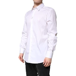 White Cotton Collared GOLD FormalDress Shirt