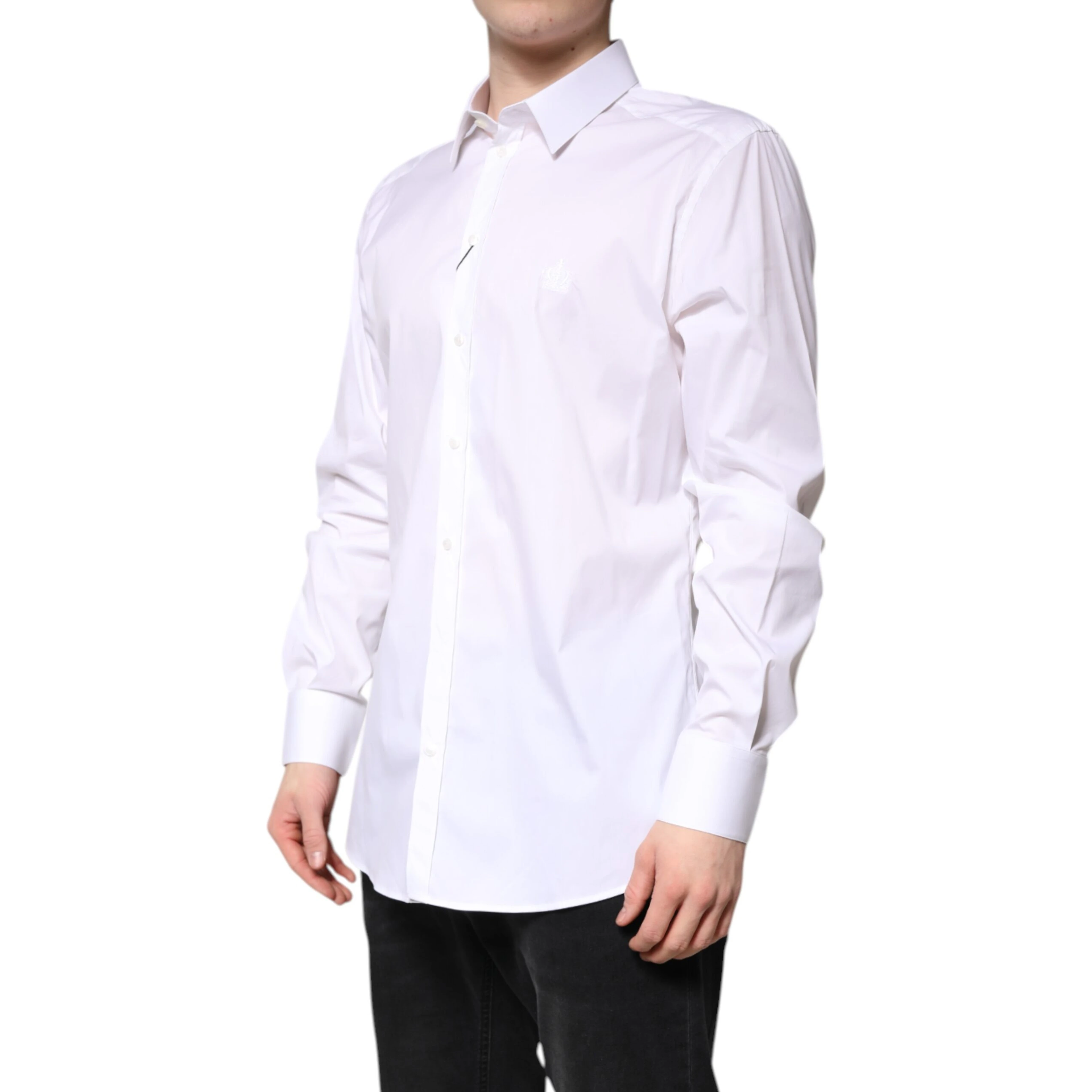 White Cotton Collared GOLD FormalDress Shirt