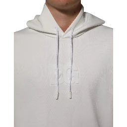 White Logo Hooded Men Sweatshirt  Sweater