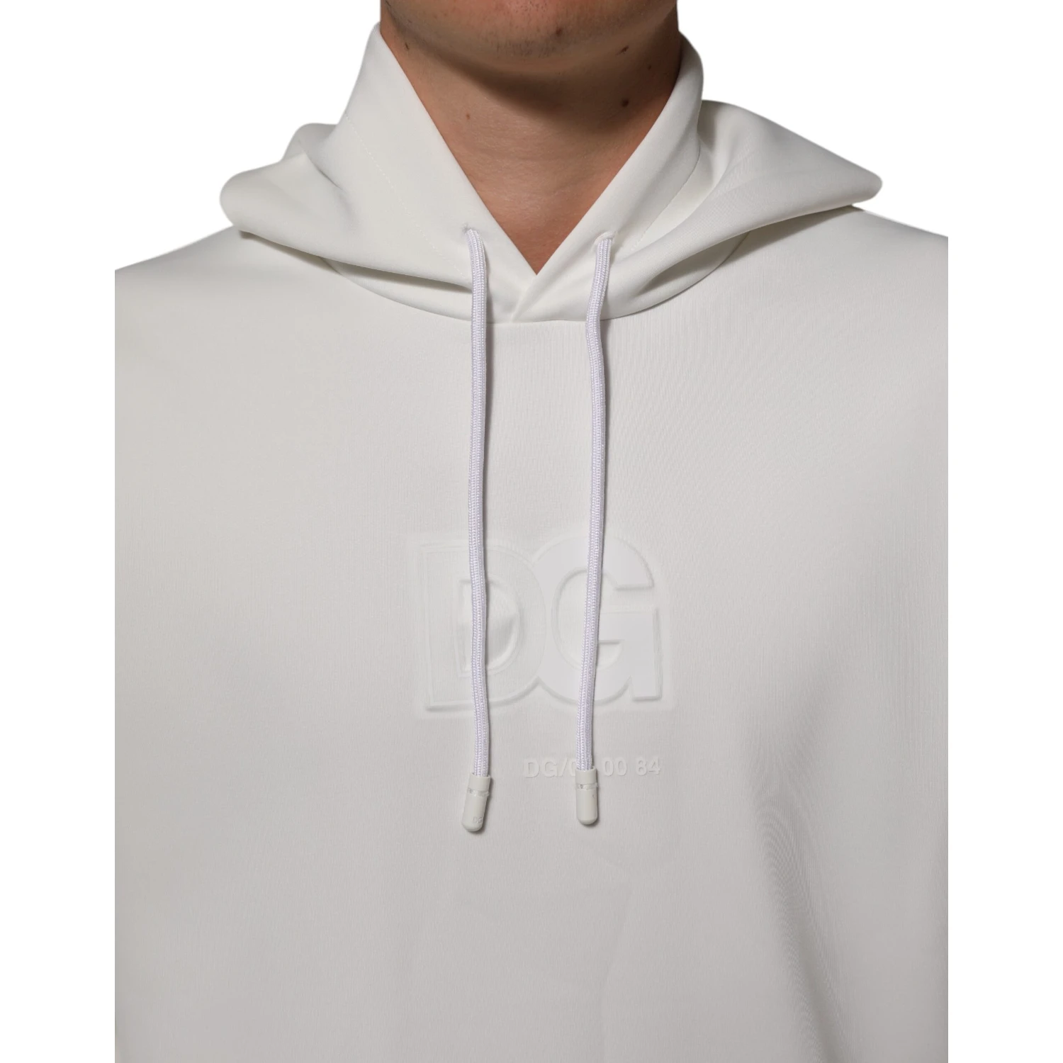 White Logo Hooded Men Sweatshirt  Sweater