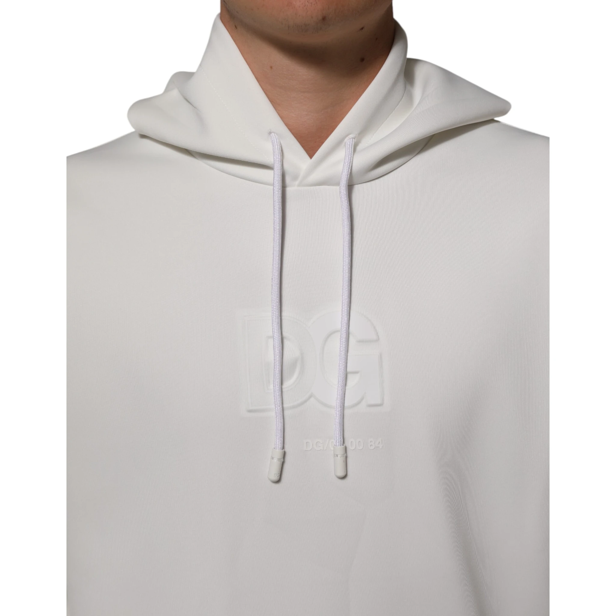 White Logo Hooded Men Sweatshirt  Sweater
