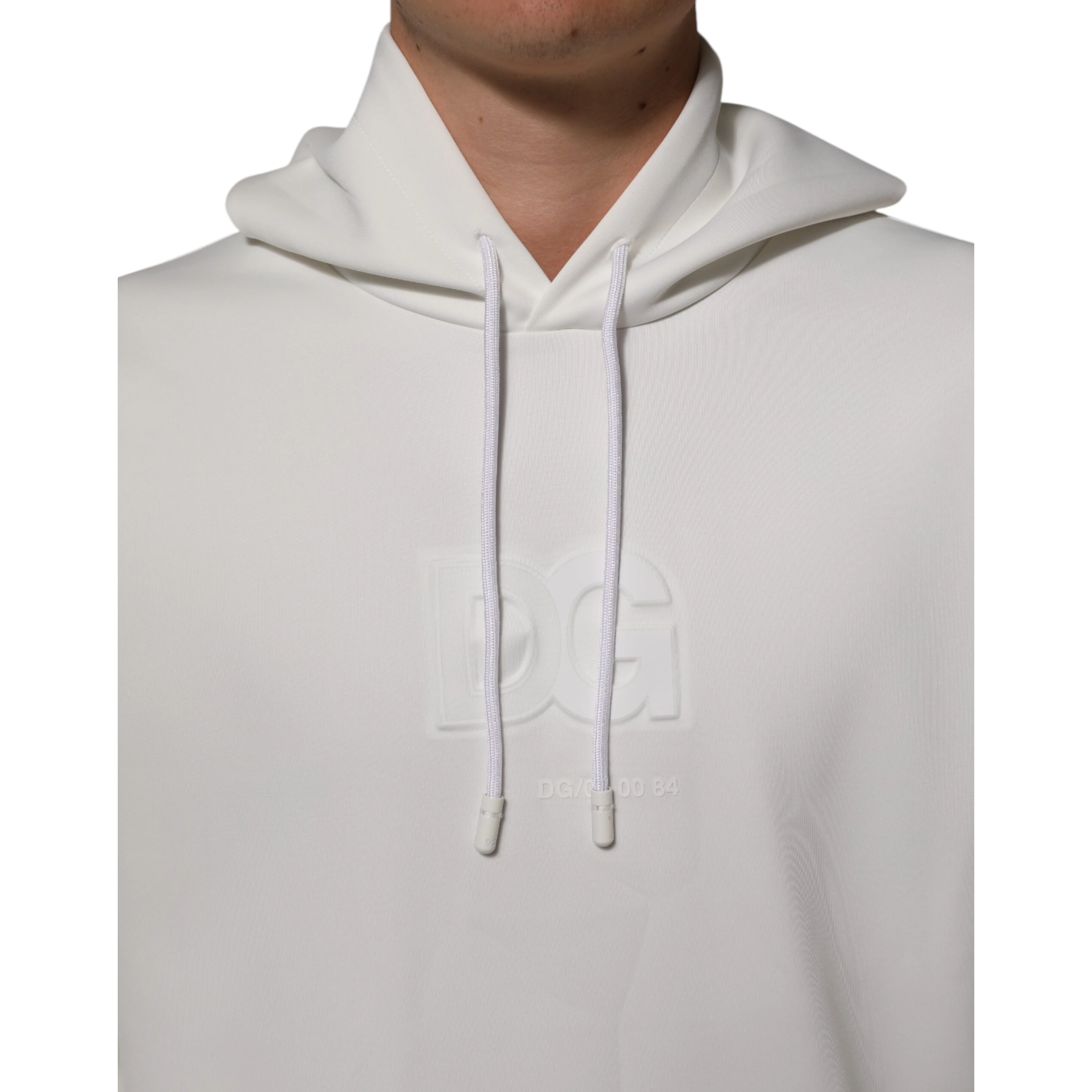 White Logo Hooded Men Sweatshirt  Sweater