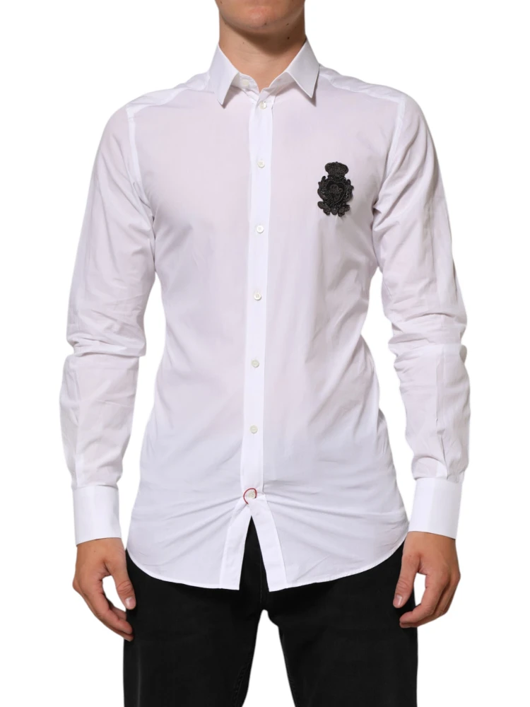White Cotton GOLD DGPatch Formal Dress Shirt alternative