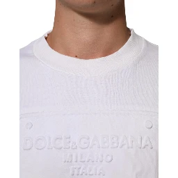 White Embossed Logo Men Sweatshirt Sweater