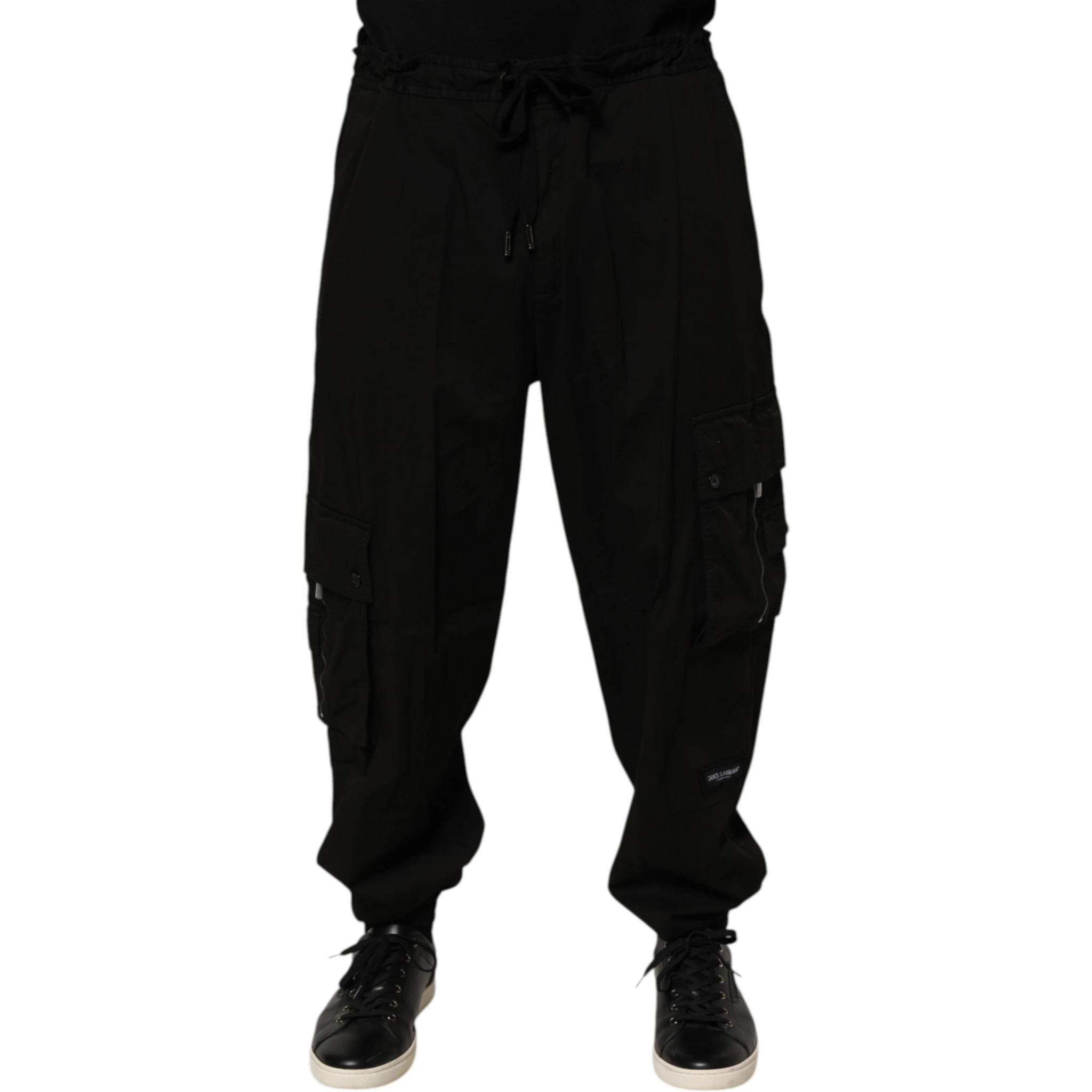 Black Cotton Cargo Jogger Sweatpants Pants