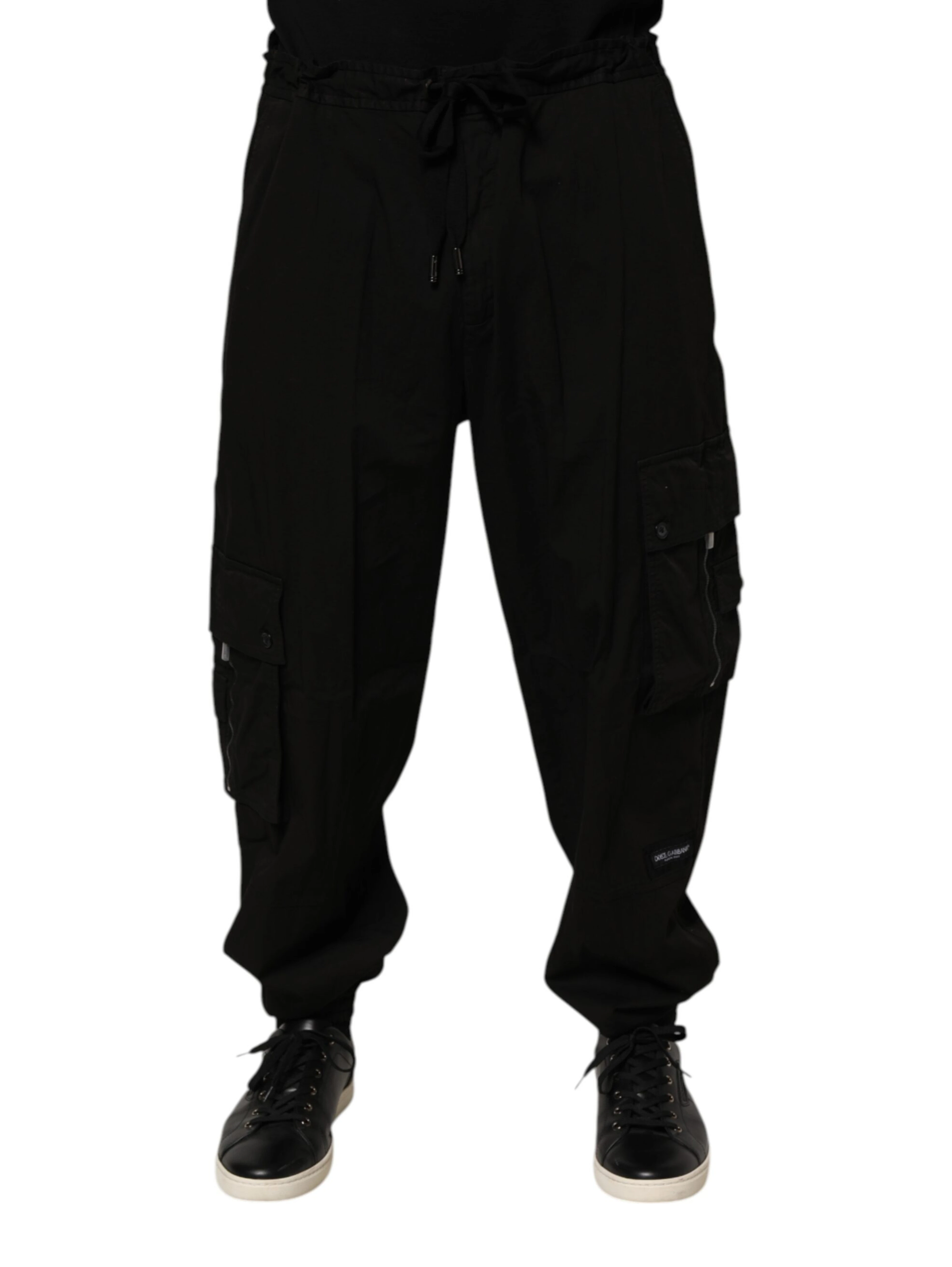 Black Cotton Cargo Jogger Sweatpants Pants
