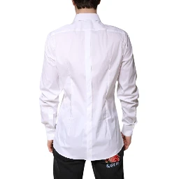 White Cotton Collared GOLD FormalDress Shirt