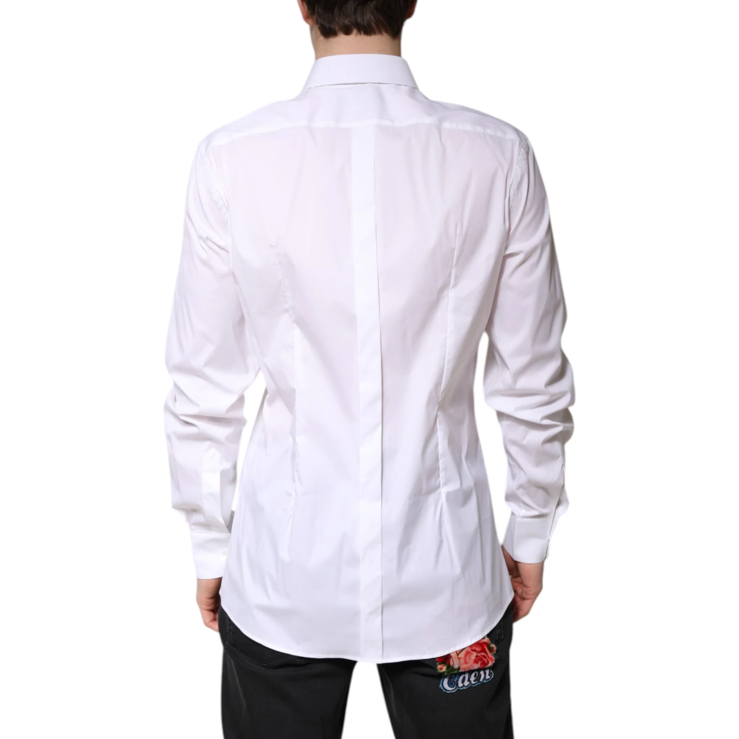 White Cotton Collared GOLD FormalDress Shirt