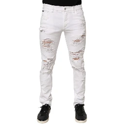 White Distressed Ripped Denim Trouser Jeans