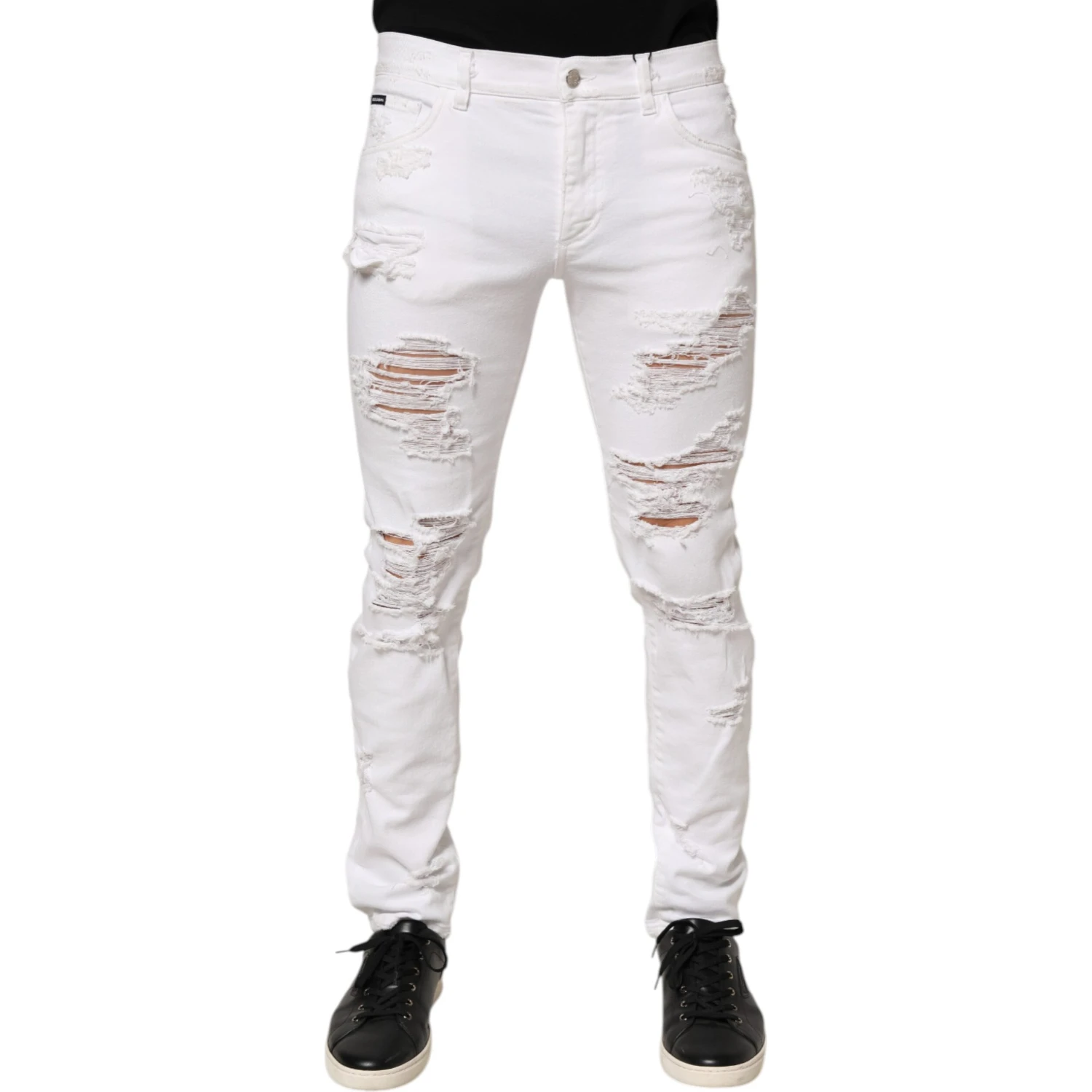 White Distressed Ripped Denim Trouser Jeans